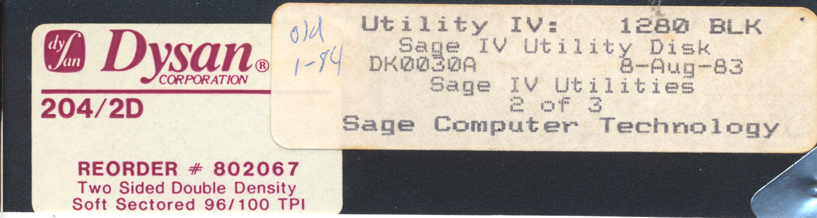 Sage IV Utility Disk DK0030A 8-Aug-83 Sage IV Utilities 2 of 3