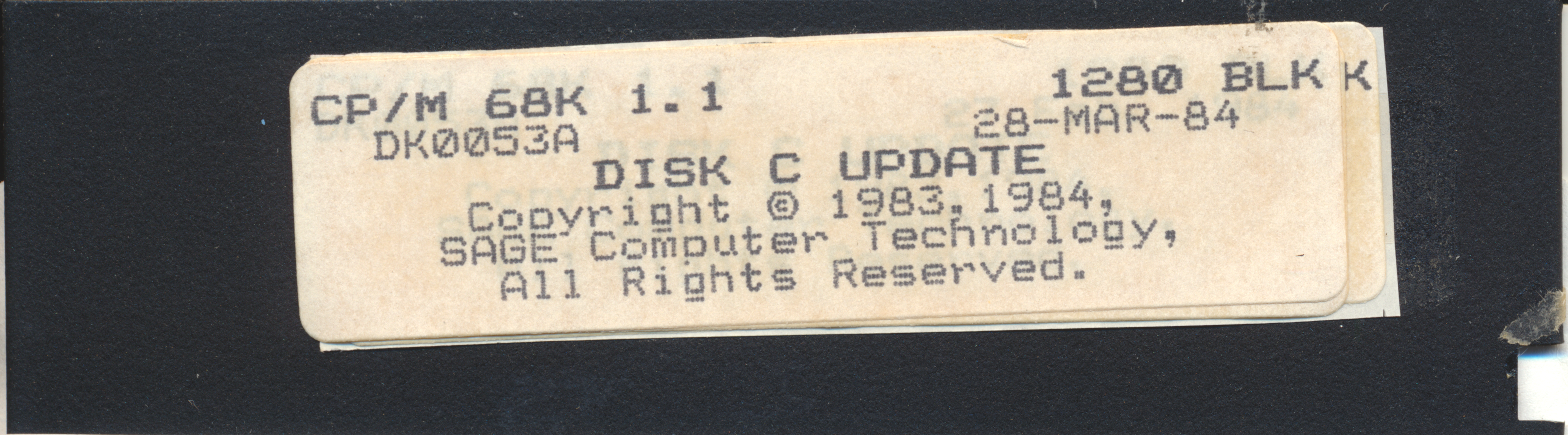 CP/M 68K 1.1 1280 BLK DK0053A 28-Mar-84 DISK C UPDATE Copyright © 1983, 1984…