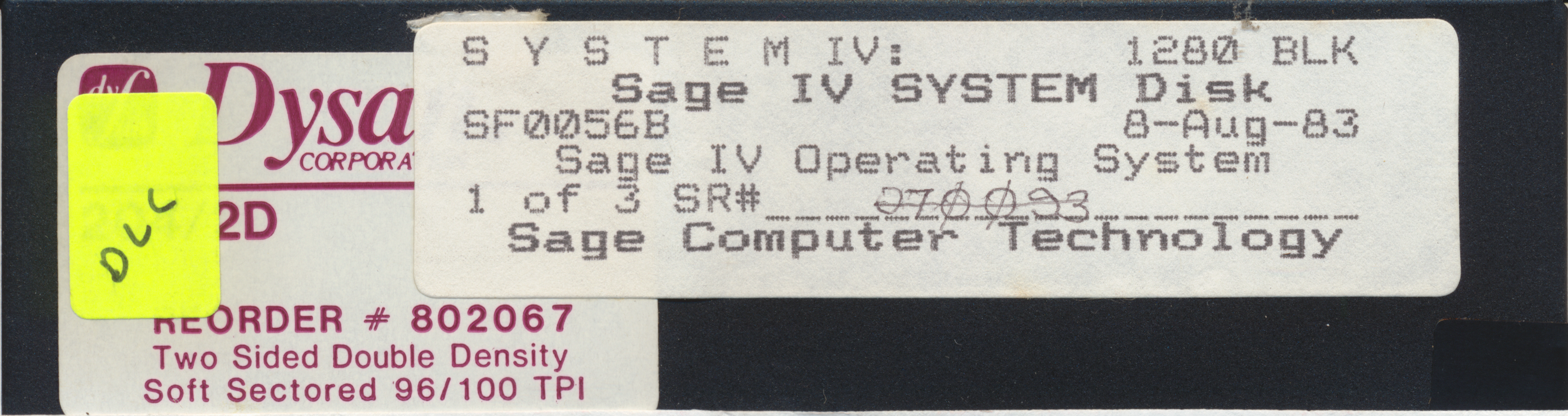 M A I N: 1280 BLK Sage IV SYSTEM Disk SF0056B 8-Aug-83 Sage IV Operating…