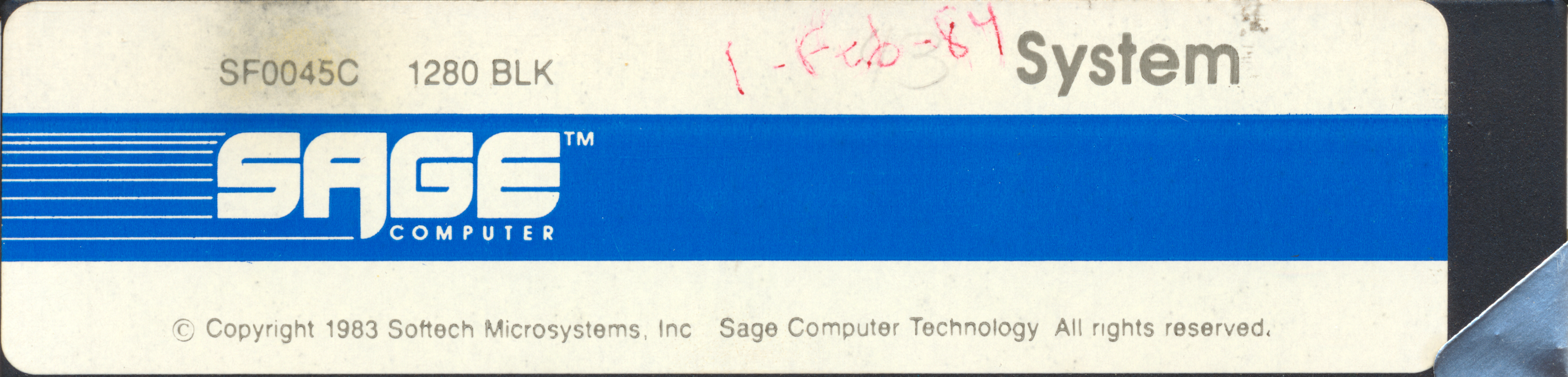 SF0045C 1280 BLK 1-Feb-84 System © Copyright 1983 Softech Microsystems, Inc.…