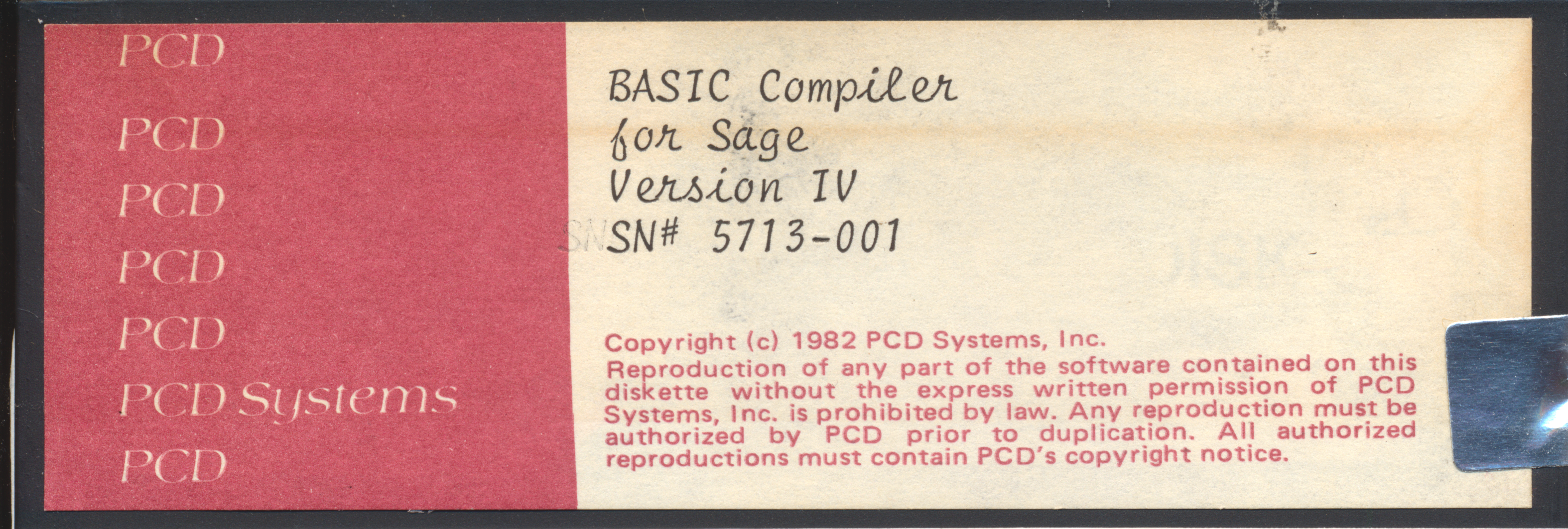 BASIC Compiler for Sage Version IV SN# 5713-001 Copyright © 1982 PCD Systems…