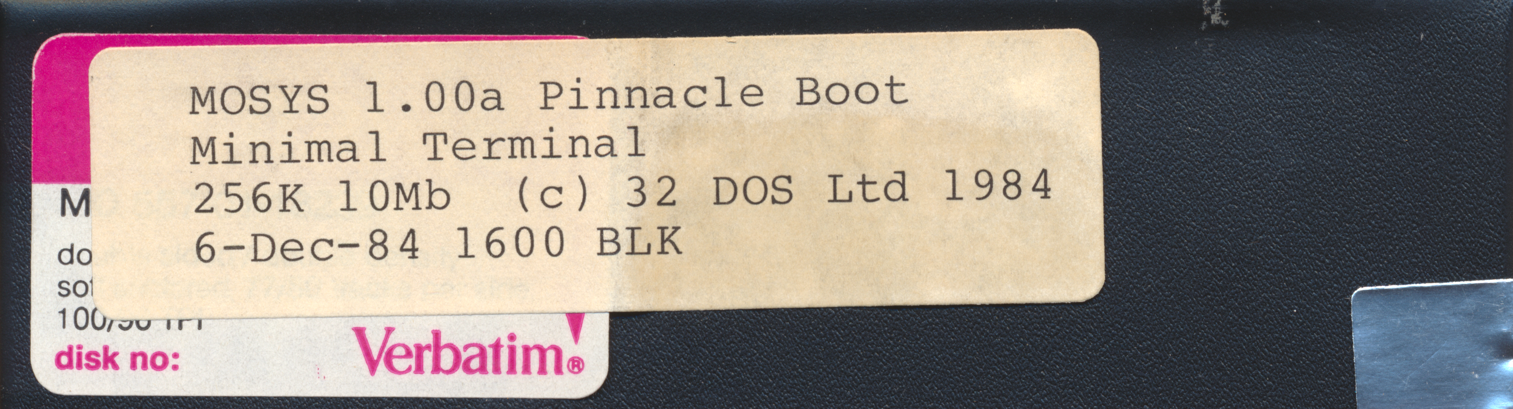 MOSYS 1.00a Pinnacle Boot Minimal Terminal 256K 10Mb © 32 DOS Ltd 1984…