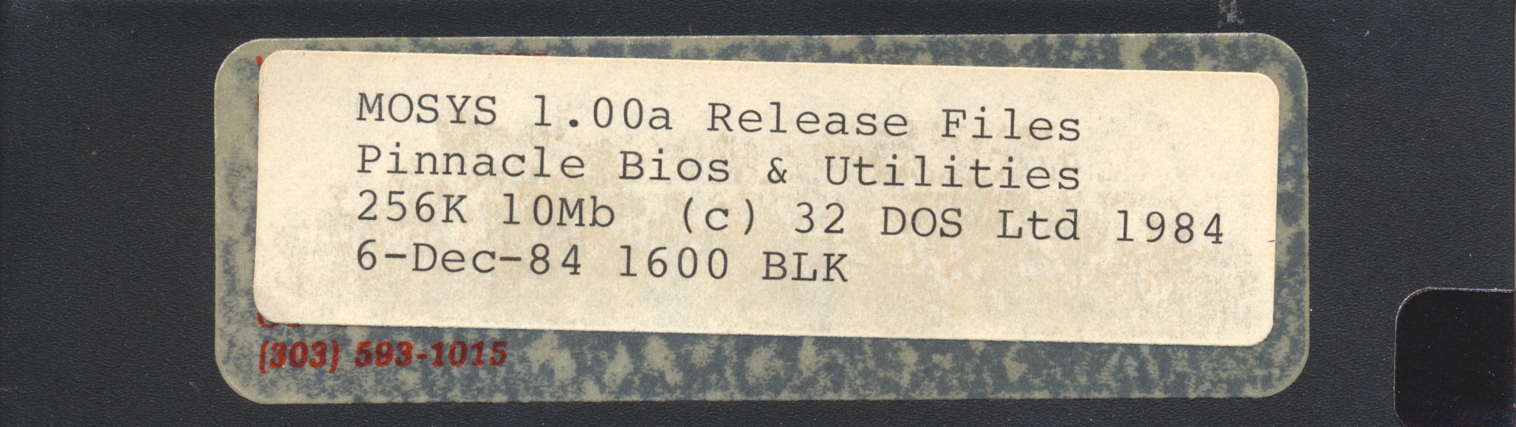 MOSYS 1.00a Release Files Pinaccle Bios & Utilities 256K 10Mb © 32 DOS Ltd…